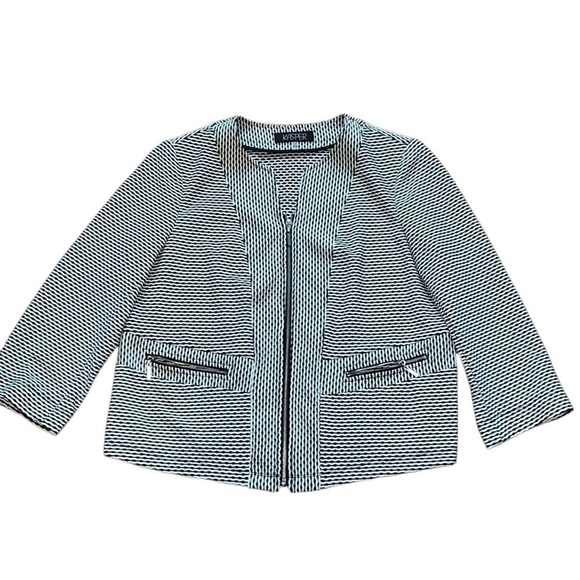 Kasper women’s black and white zip up jacket Size 10 - Picture 1 of 10